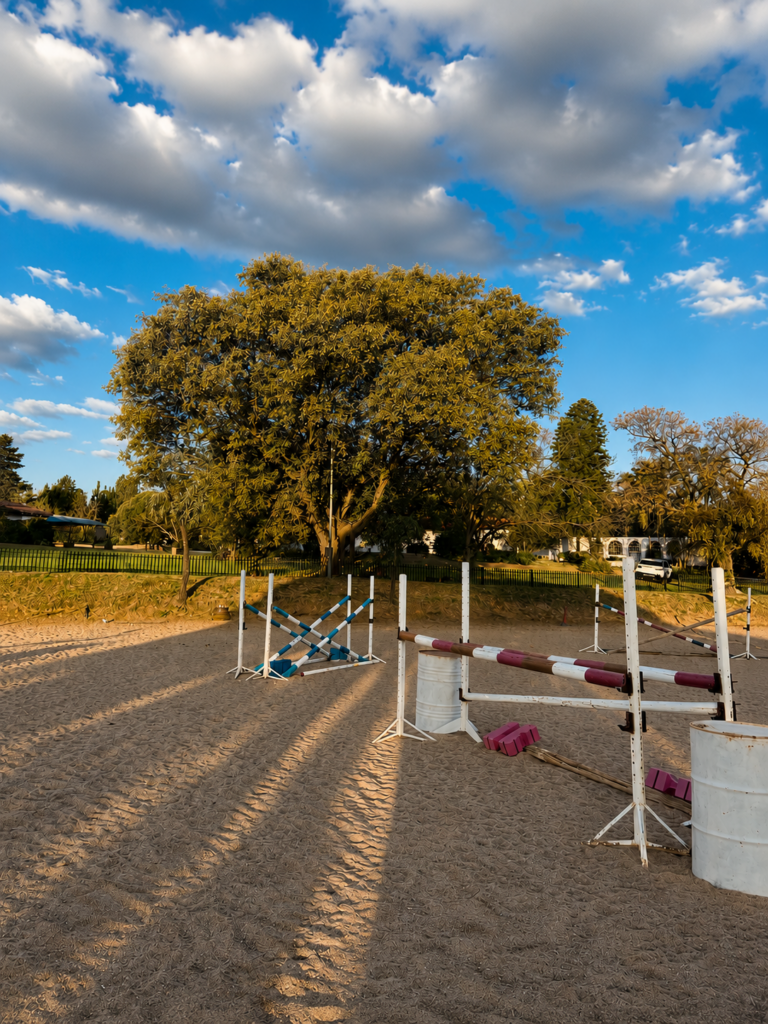 Rider in the arena at Chestnut Stables